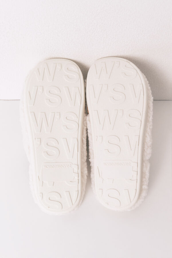 Women'secret Pantuflas para casa de borrego marfil