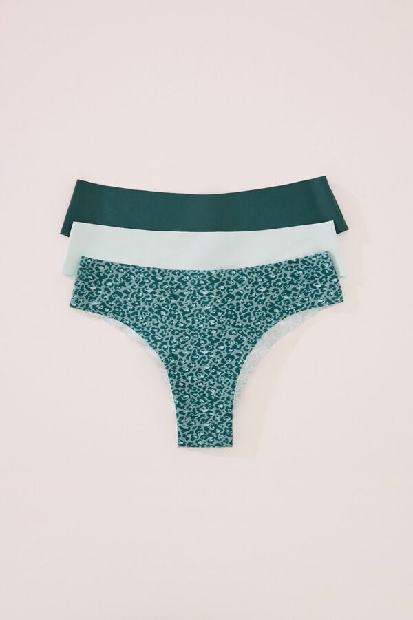 Womensecret Pack de 3 panties brasileñas anchas de microfibra blanco