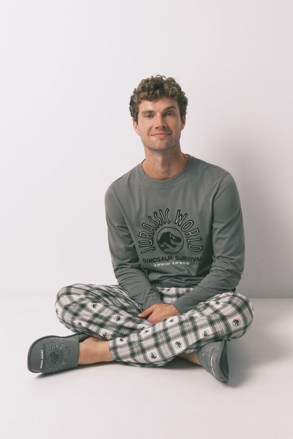 Women'secret Pijama larga para hombre "Jurassic World" 100 % algod&oacute;n kaki