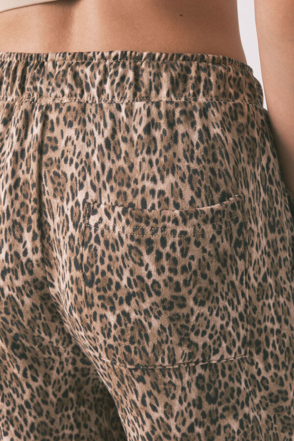 Women'secret Pantalón largo con estampado animal marrón estampado