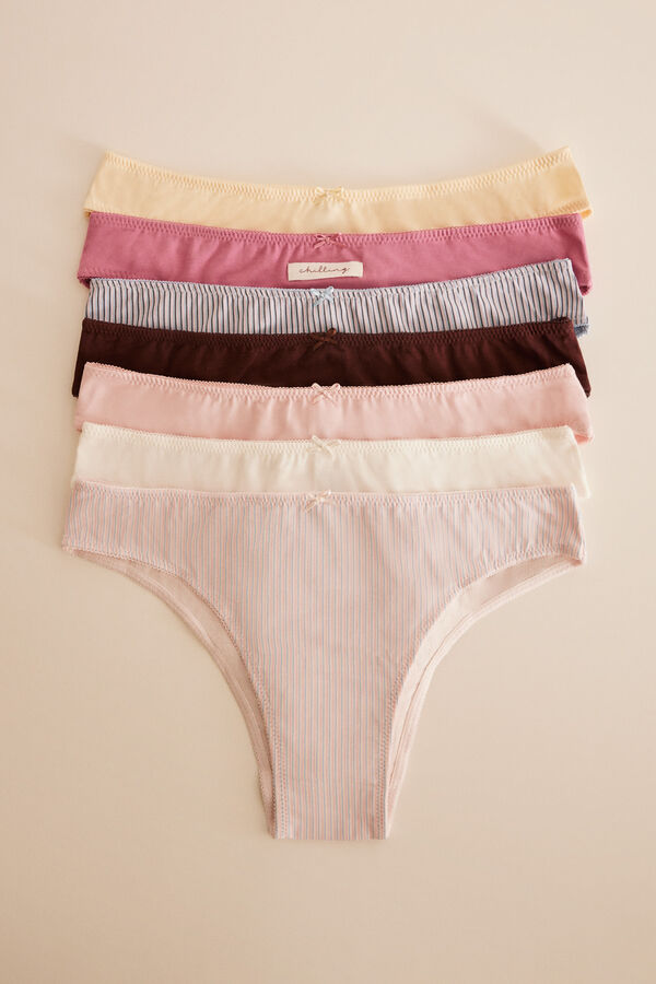 Womensecret Pack 7 panties brasileños algodón rayas estampado