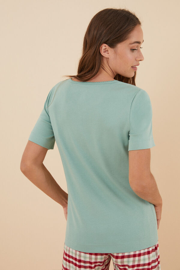Womensecret Camiseta algodón verde verde
