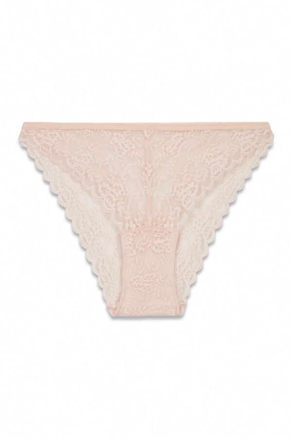 Women'secret Panty clásica de encaje rosa rosa
