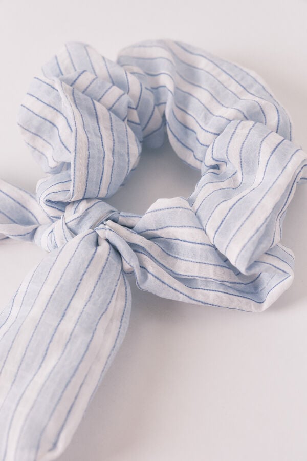 Women'secret Scrunchie de rayas con lazo azul estampado