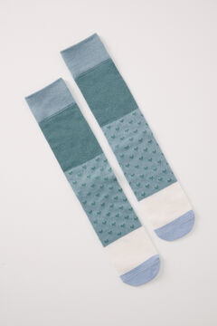Womensecret Calcetines largos bloques verde y azul verde