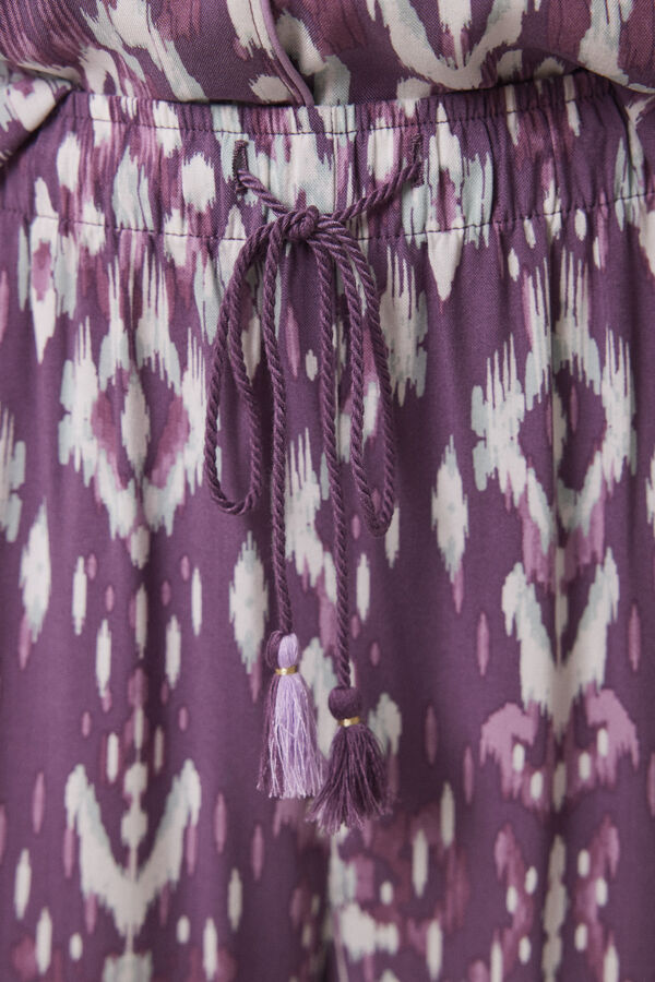 Womensecret Pijama camisera Capri viscosa ikat morado/lila