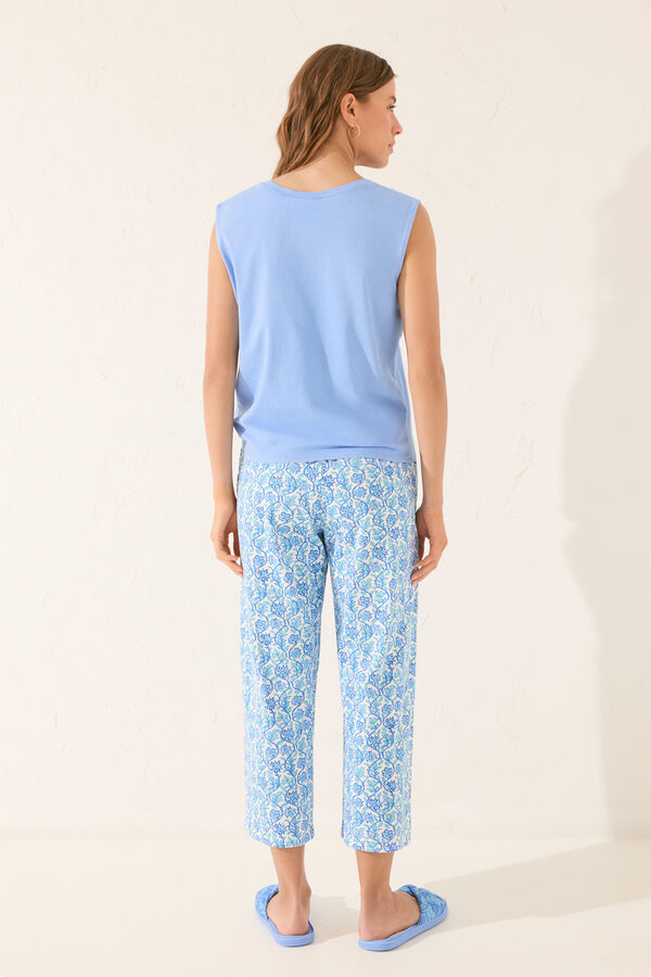 Womensecret Pijama capri de algodón azul azul