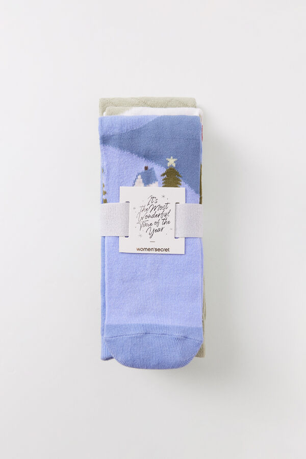 Womensecret Pack 3 calcetines altos paisaje nevado estampado