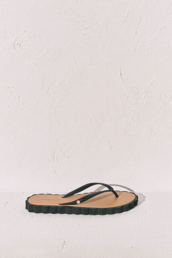 Women'secret Chanclas de dedo efecto ondas negras negro