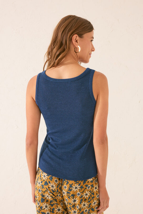 Womensecret Playera de tirantes acanalado de lúrex azul azul