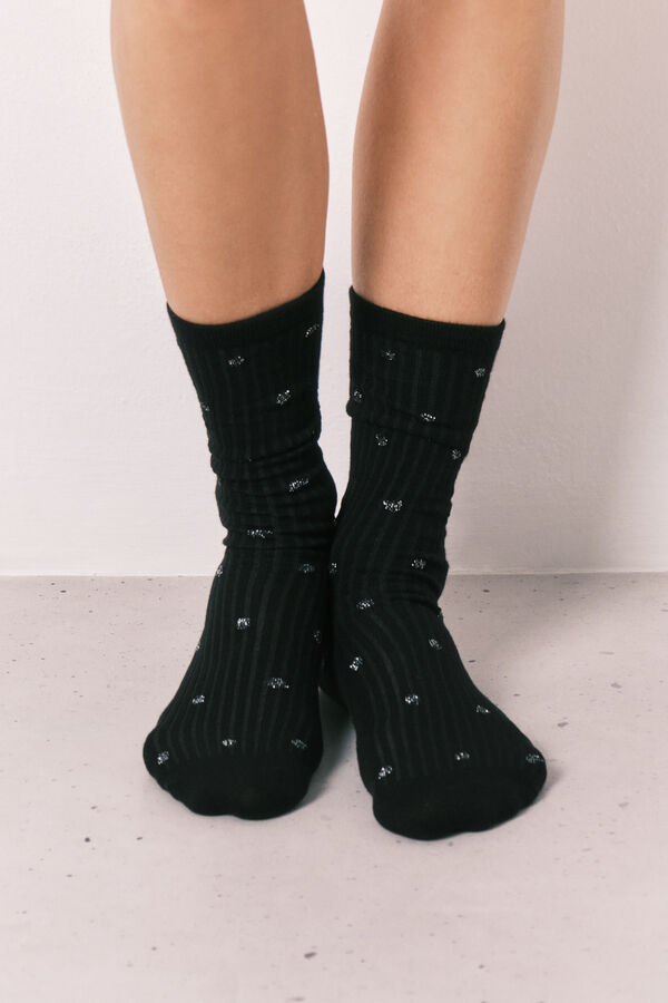 Women'secret Pack de 3 calcetines largos texturizados negros negro