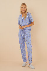Womensecret Pijama camisera 100% algodón Snoopy azul estampado