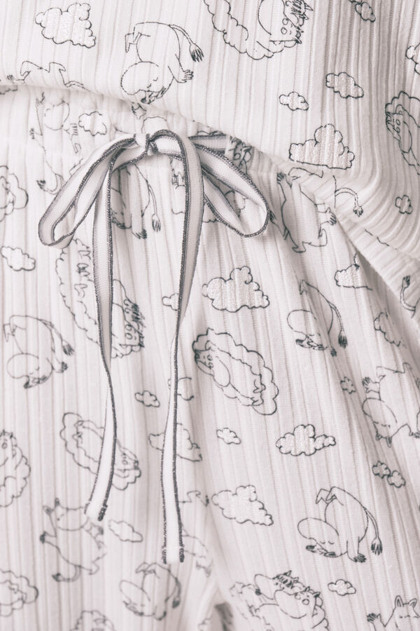 Women'secret Pijama acanalada suave estampada de Moomin blanca blanco