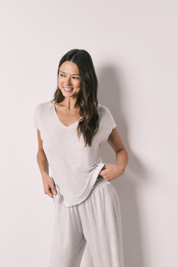 Women'secret Pijama capri suave de viscosa gris gris