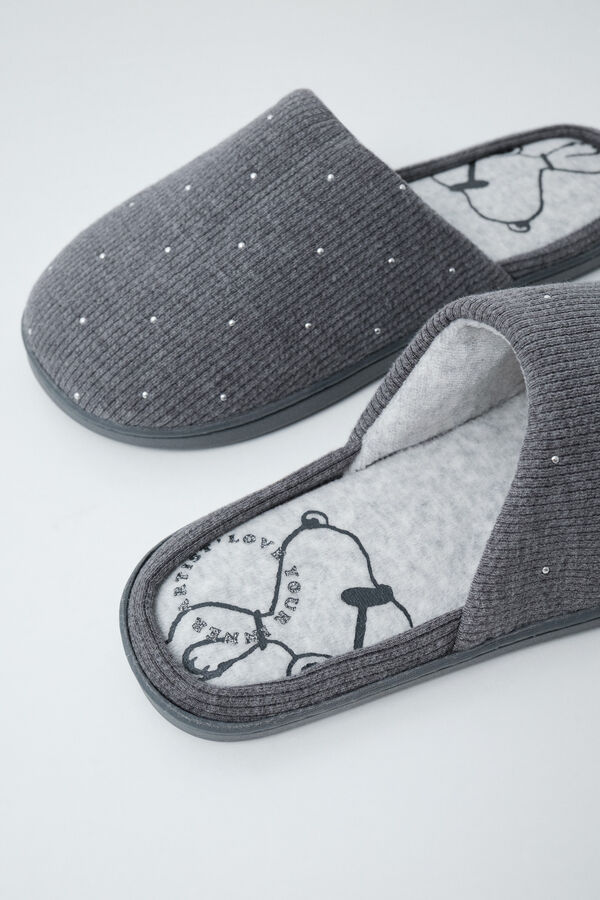 Women'secret Pantunflas Snoopy con tachas gris gris