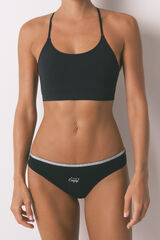 Women'secret Panty clásica de algodón lurex negra negro