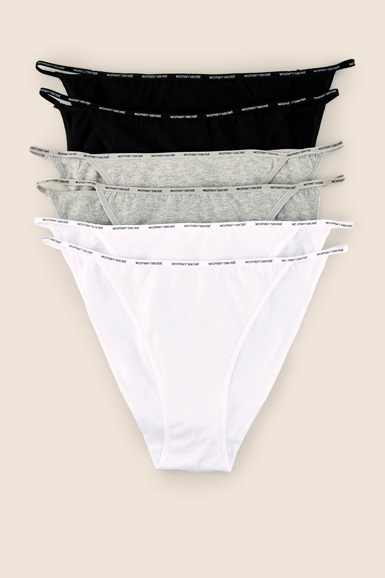 Women'secret Pack 6 panties cl&aacute;sicos de tira algod&oacute;n org&aacute;nico