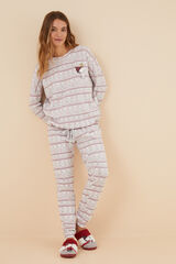 Womensecret Pijama algodón cenefa Snoopy gris