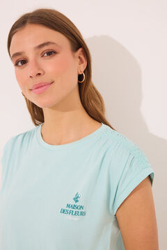 Womensecret Pijama corta 100% algodón flores verdes verde
