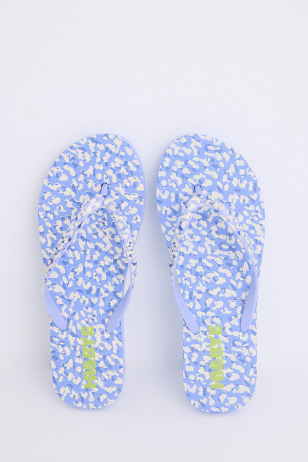 Womensecret Chanclas con estampado de logo azul estampado
