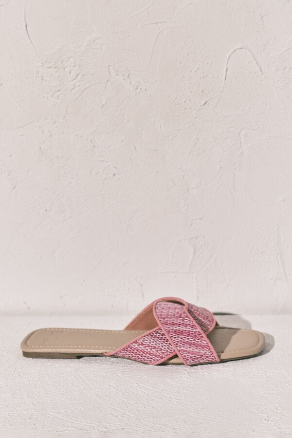 Women'secret Sandalias de pala de rafia lila rosa