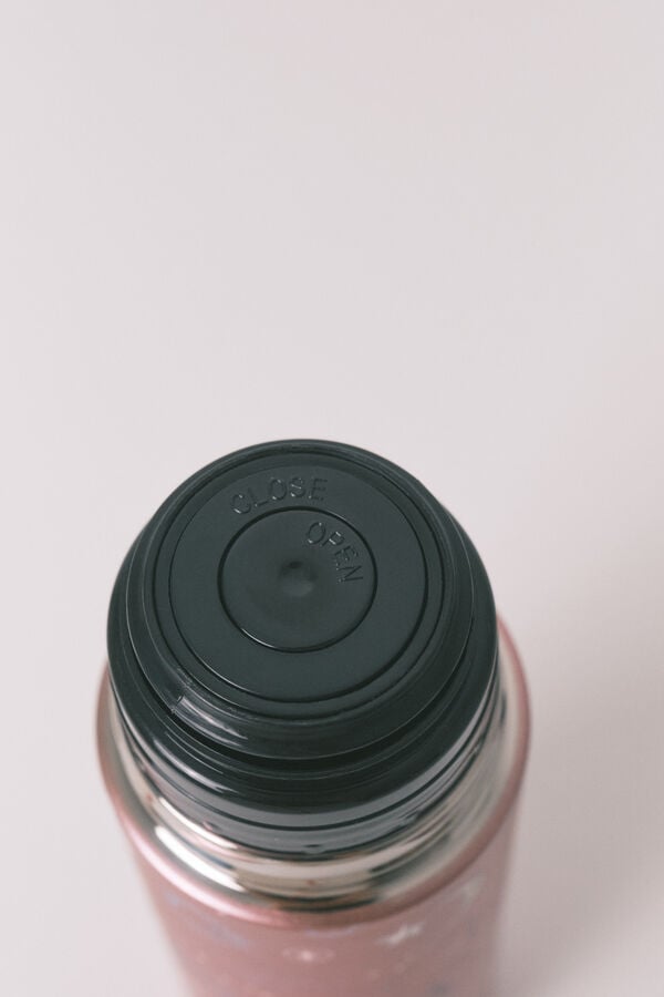 Women'secret Botella térmica de metal rosa con estampado astral rosa