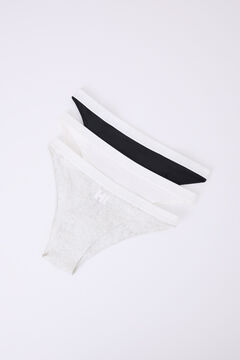 Womensecret Pack 3 bragas brasileñas blanco, gris, negro blanco