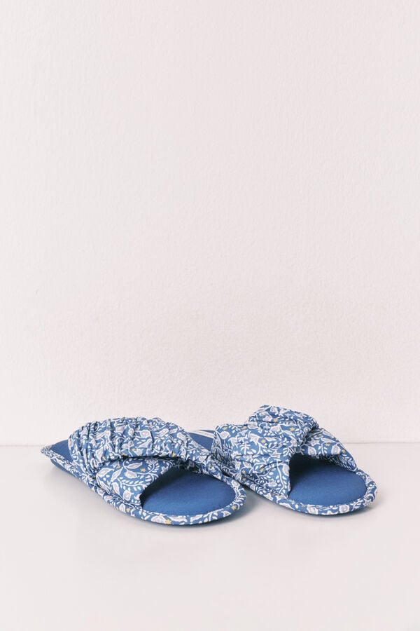 Women'secret Pack de viaje de zapatillas de casa azul estampado