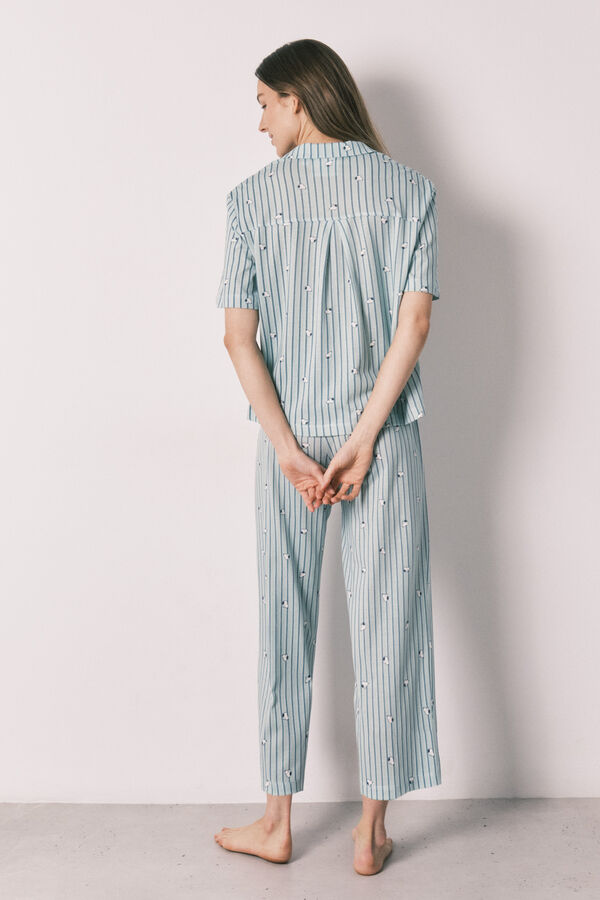 Women'secret Pijama camisera Snoopy de algod&oacute;n verde estampado