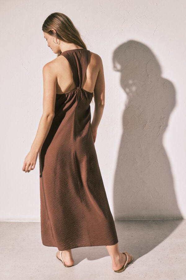 Women'secret Vestido largo fluido caf&eacute; caf&eacute;