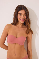 Womensecret Brasier sin tirantes en microfibra y encaje rosa rosa