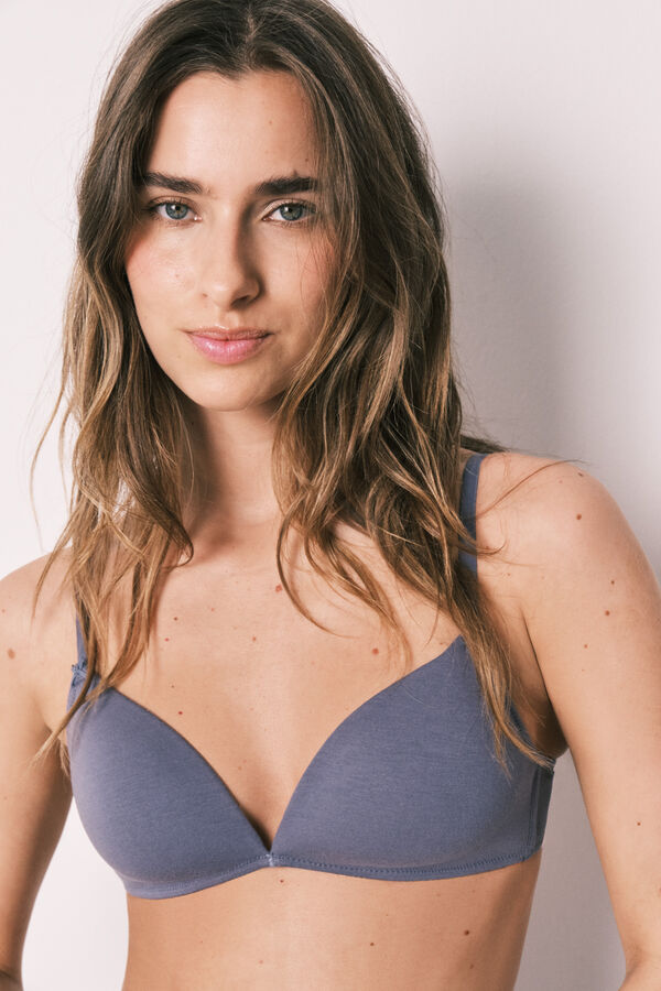 Women'secret Brasier triangular de algod&oacute;n azul CHARMING azul