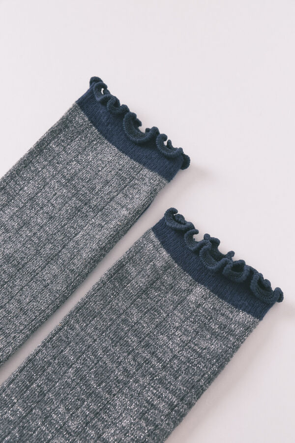 Women'secret Calcetines largos de canal&eacute; de color gris medio gris