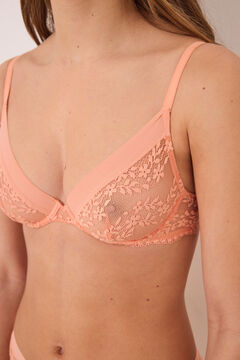 Womensecret PRETTY Brasier con encaje de encaje color naranja melocotón naranja