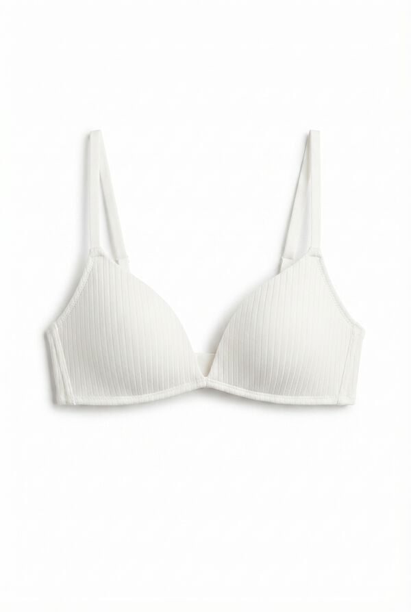 Women'secret Brasier triangular con relleno de algod&oacute;n blanco marfil