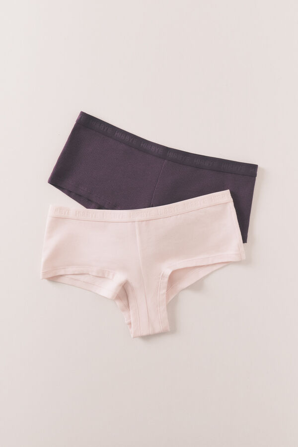 HI&BYE Pack 2 panties boxer de algod&oacute;n morado rosa blanco