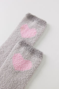 Womensecret Calcetines pelo gris corazón gris