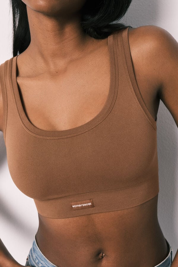 Women'secret COZY Top sin costuras marr&oacute;n chocolate  caf&eacute;