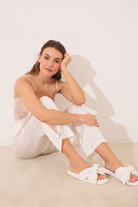 Womensecret Pantuflas casa satín lazo marfil