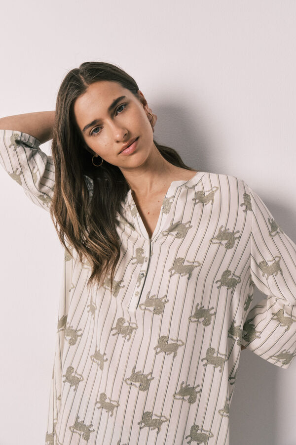 Women'secret Playera de dormir corta estampada blanco