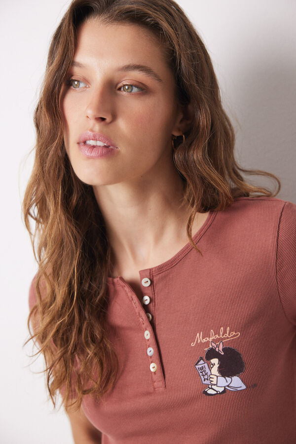 Womensecret Pijama algodón Mafalda café café