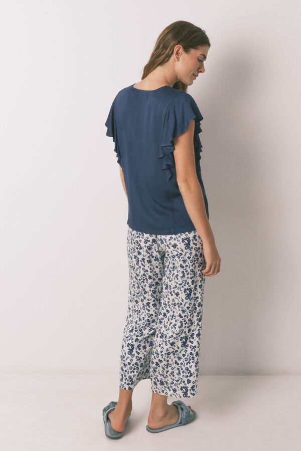 Womensecret Pijama Capri de viscosa con estampado floral azul  estampado
