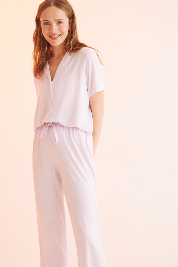 Womensecret Pijama camisera capri morado morado/lila