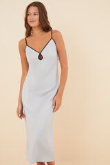 Womensecret Vestido midi satín plateado gris