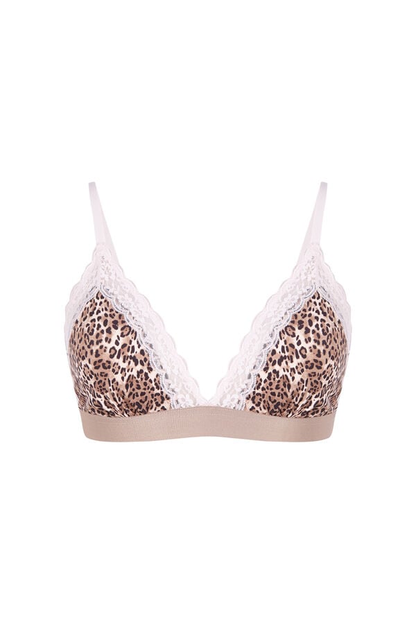 Women'secret Brasier triangular con estampado animal marrón NATURAL estampado