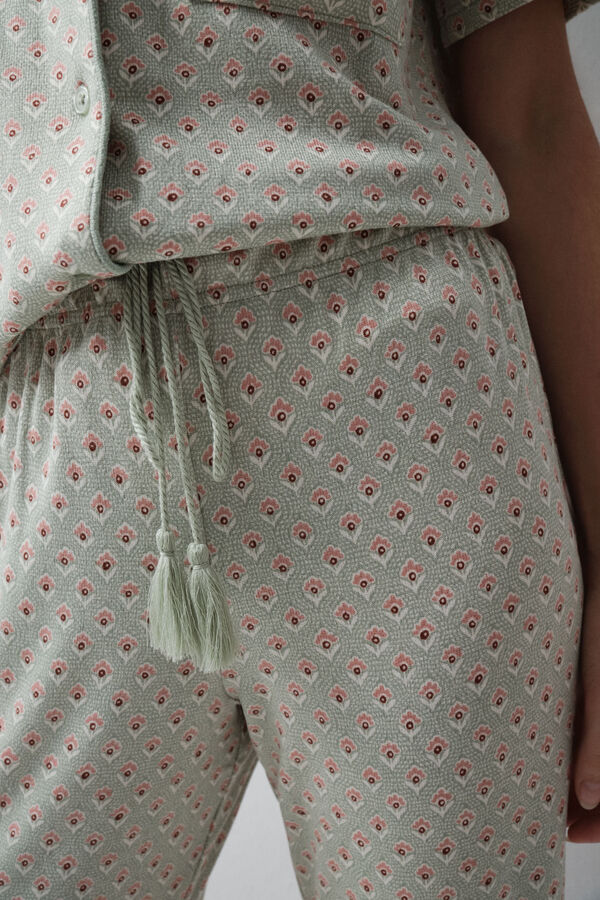 Women'secret Pijama camisera capri estampado verde estampado