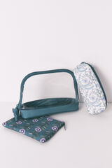 Women'secret Pack de 3 neceseres estampados en color verde estampado
