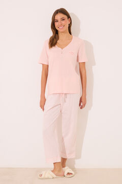 Womensecret Pijama capri 100% algodón rayas naranja naranja
