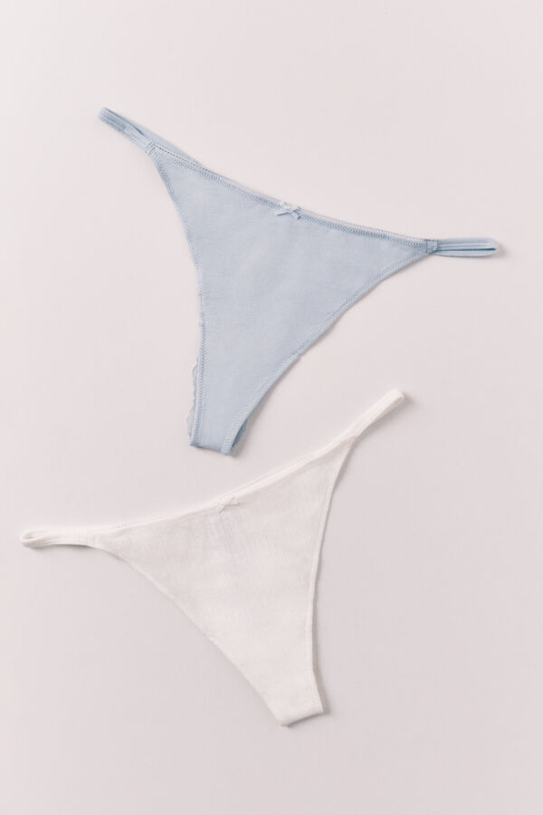 Women'secret Pack 2 tangas de algod&oacute;n de tira azul y amarilla blanco