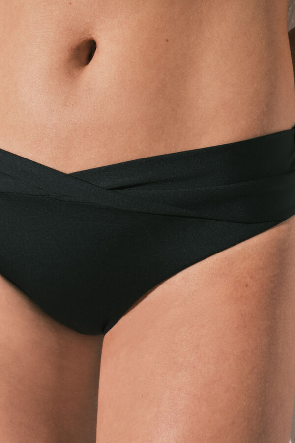 Women'secret Panty de bikini de tiro medio-alto twist negra negro